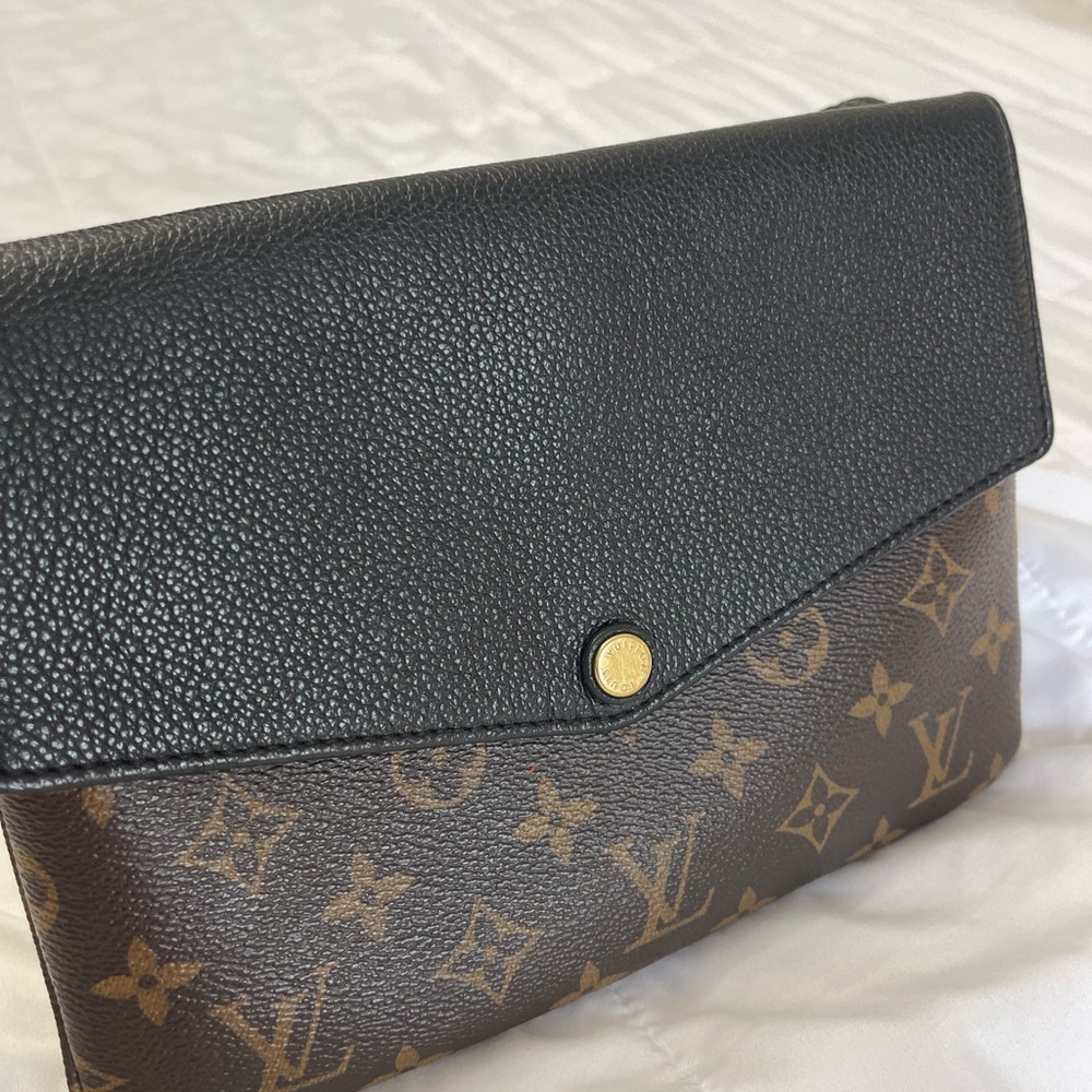 Louis Vuitton Twice Pouchette Black and Brown Monogram Clutch